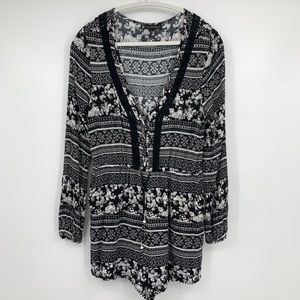 House of Harlow 1960 Revolve Womens Medium Romper Festival Rave Boho Black White